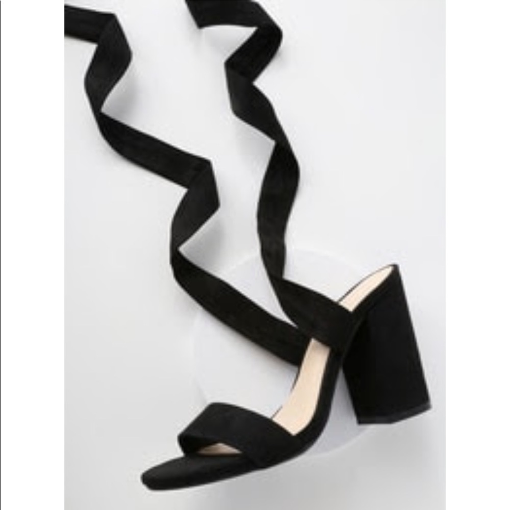 Lulus Alta Black Suede Lace Up Heels